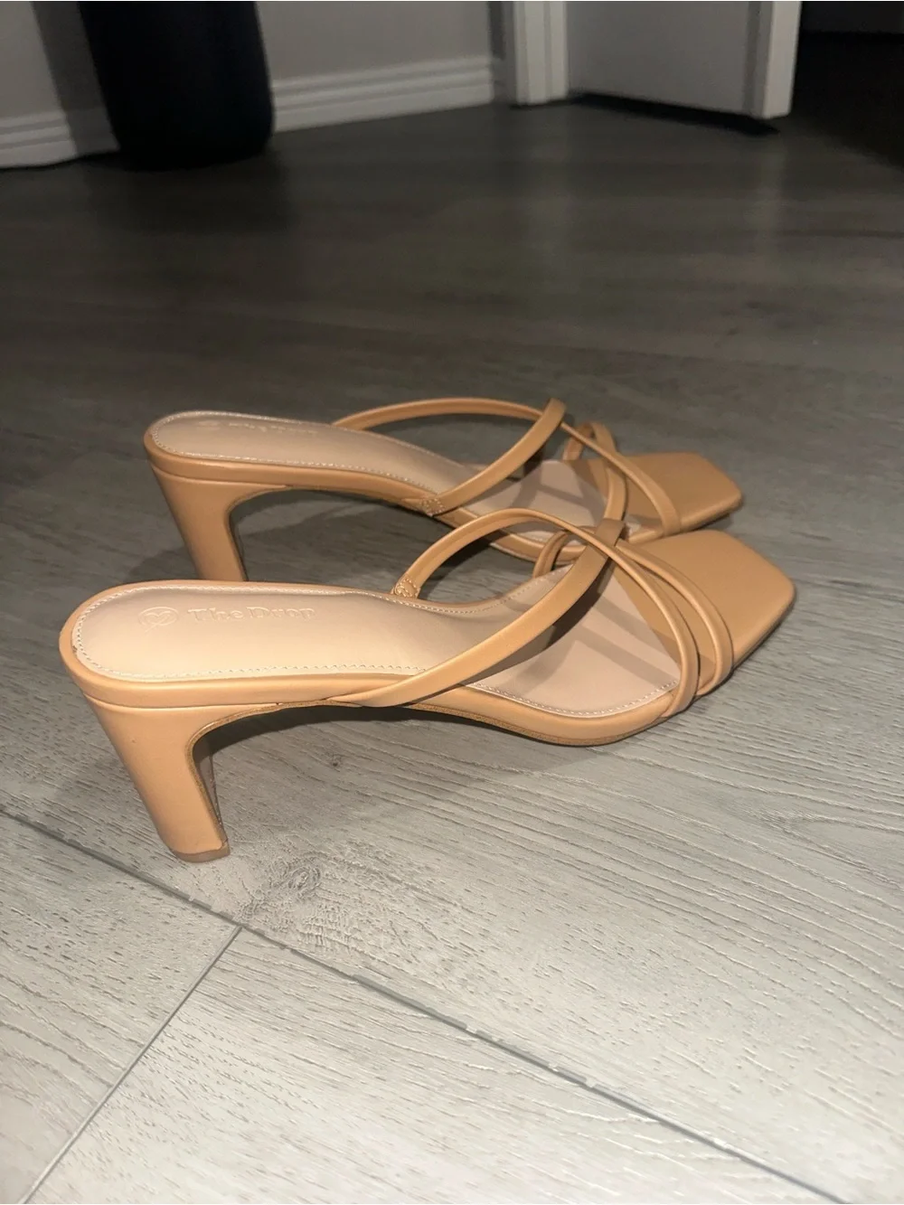 NWOT The Drop Strappy Square-Toe Mule Heels in Nude size 10